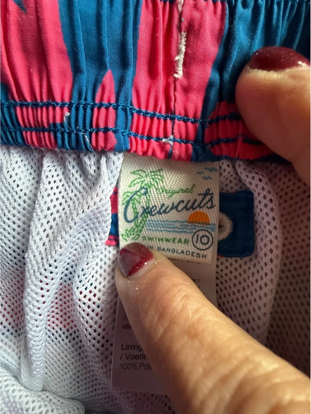 J.Crew Swimwear Men's Swim Shorts Blue and Pink Size 10